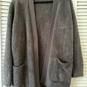 Barefoot Dreams Plush Open-Front Gray Cardigan